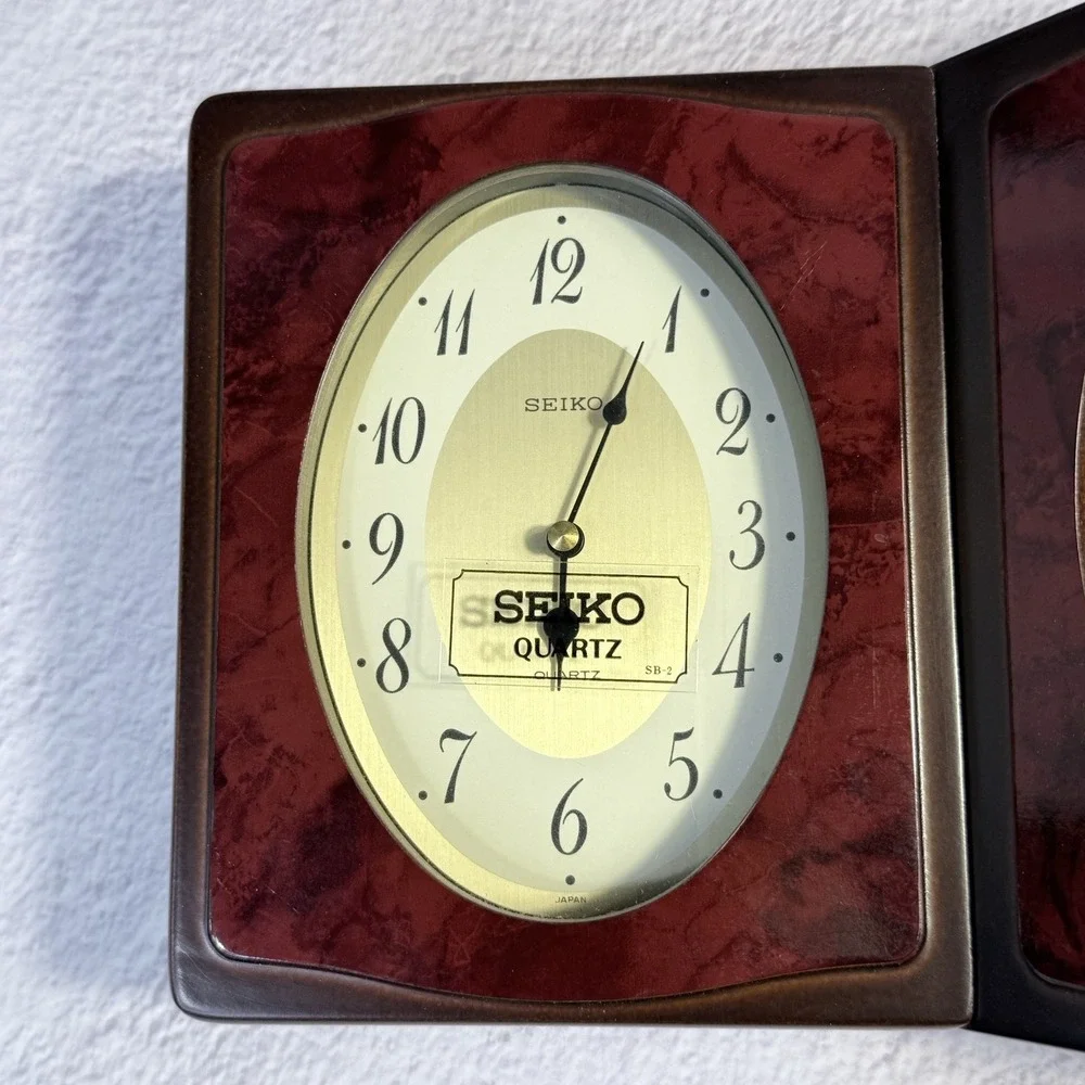 Seiko Quartz Desk Clock Picture‎ Frame Rosewood Folding Analog Vintage